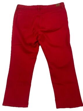 Lauren Ralph Lauren Straight Leg  Red Denim Jeans Size 14 Logo Leather Patch